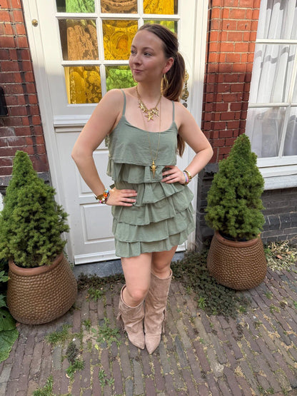 Eve ruffle jurkje groen - Project 35