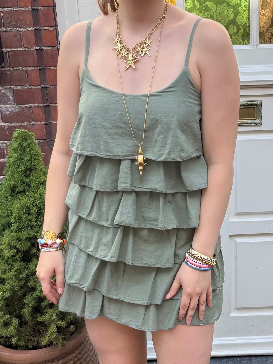 Eve ruffle jurkje groen - Project 35