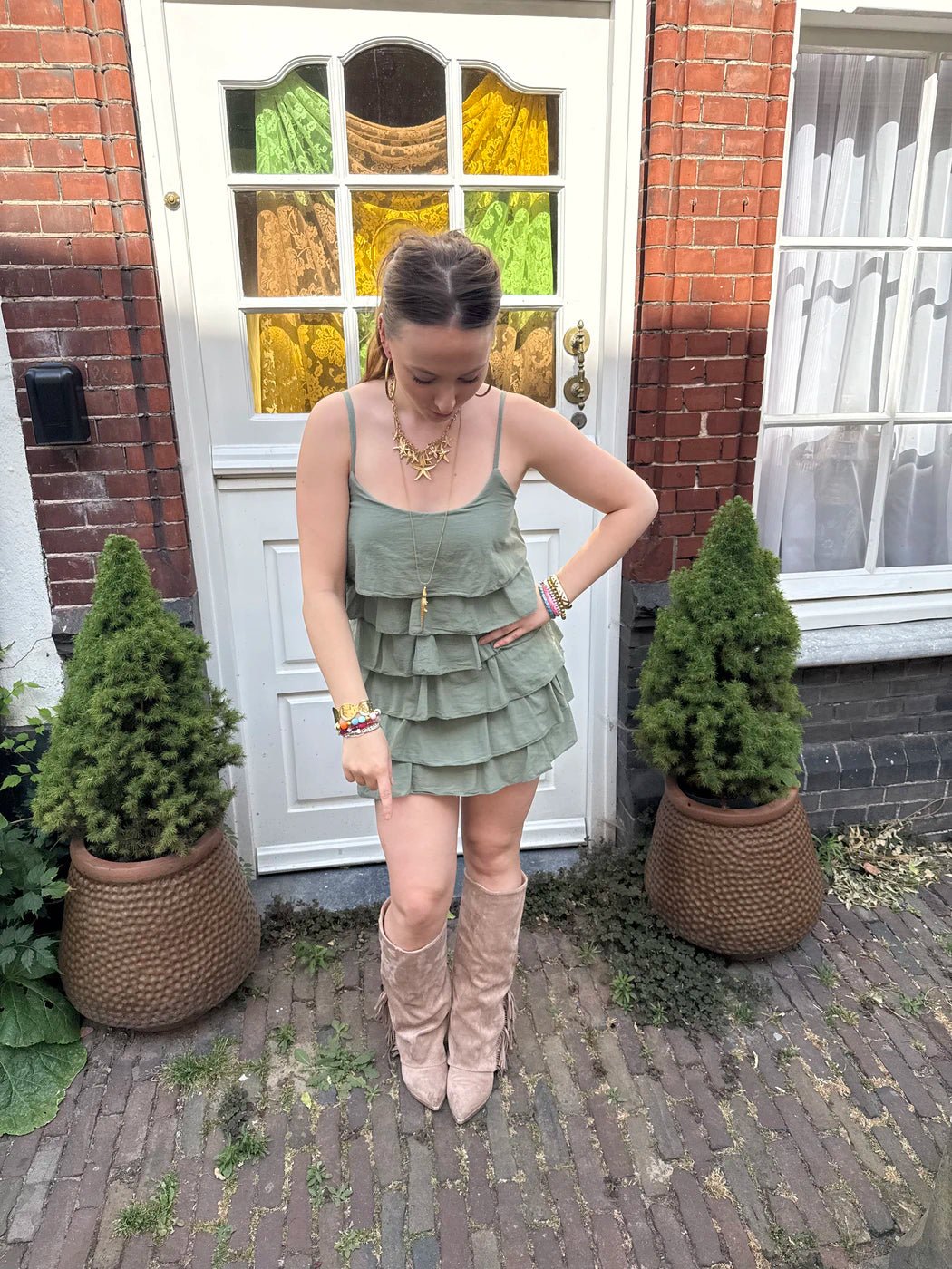 Eve ruffle jurkje groen - Project 35