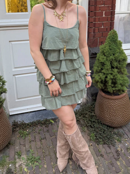 Eve ruffle jurkje groen - Project 35