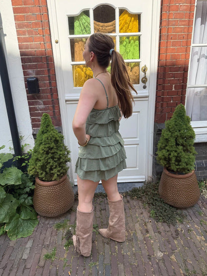 Eve ruffle jurkje groen - Project 35