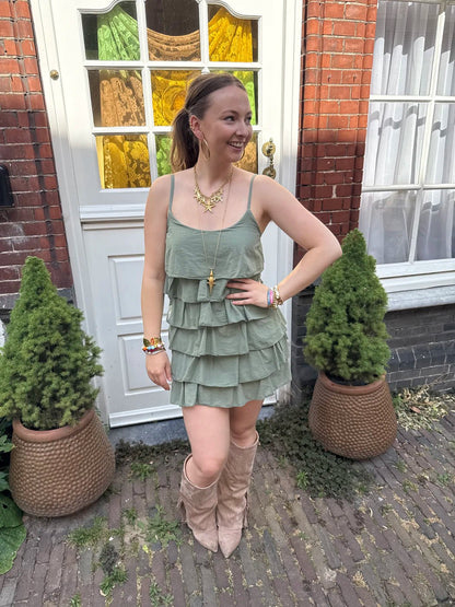 Eve ruffle jurkje groen - Project 35