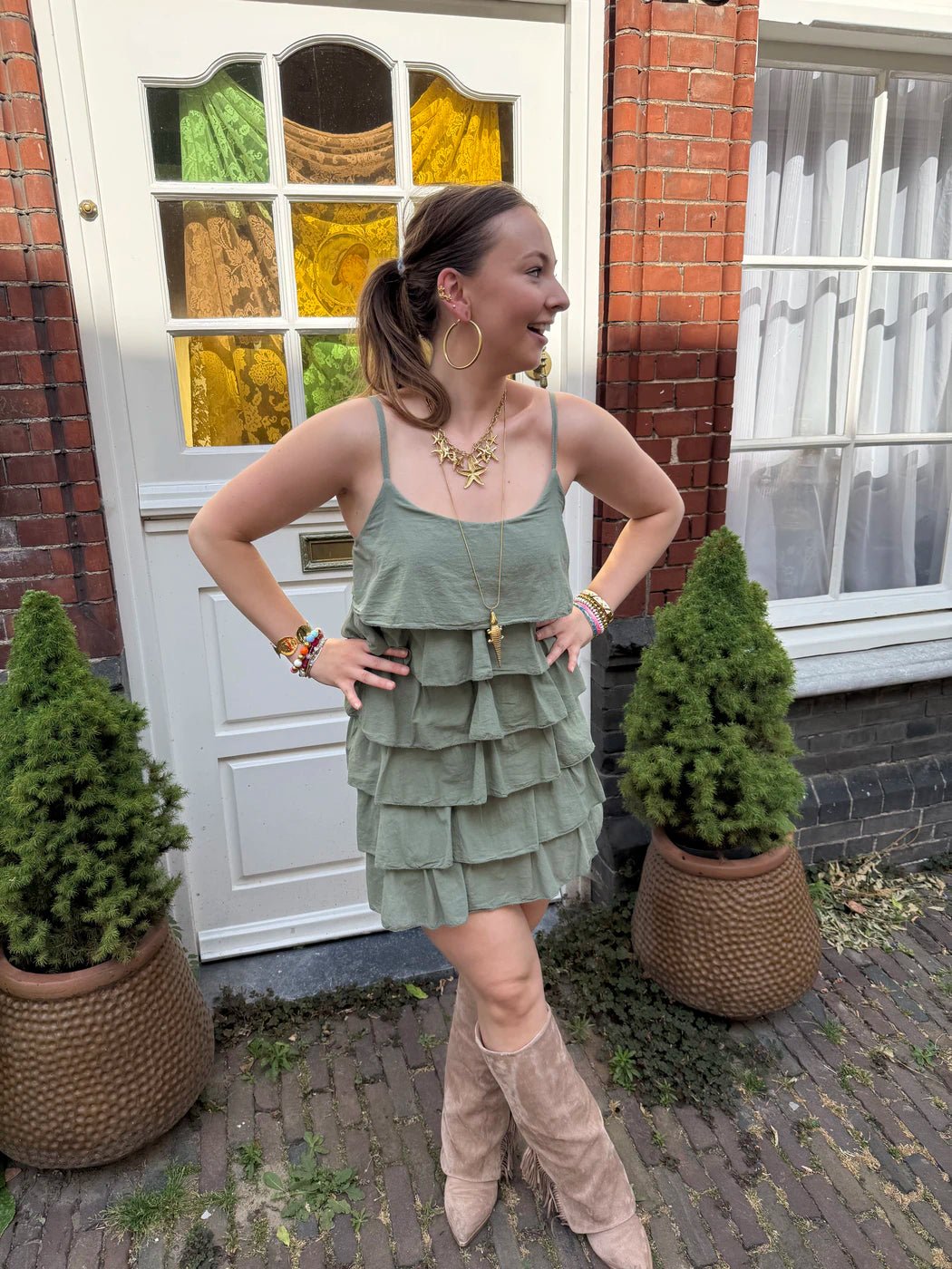 Eve ruffle jurkje groen - Project 35
