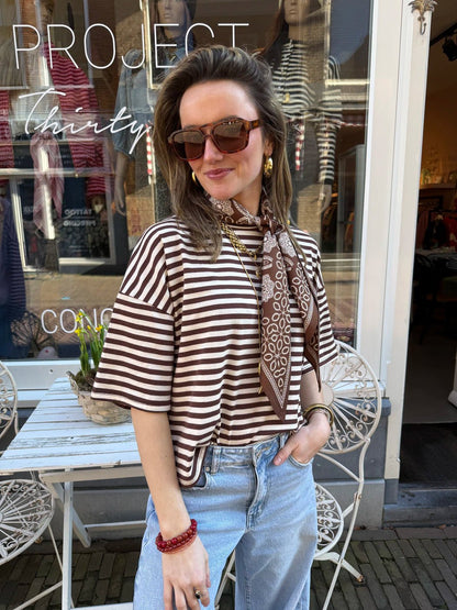 Evia short sleeve striped brown/white - Project 35