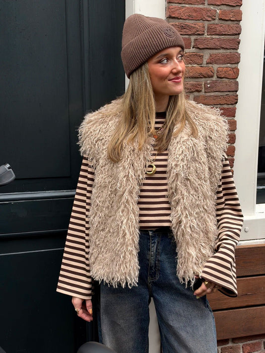 Ezra fluffy gilet beige - Project 35