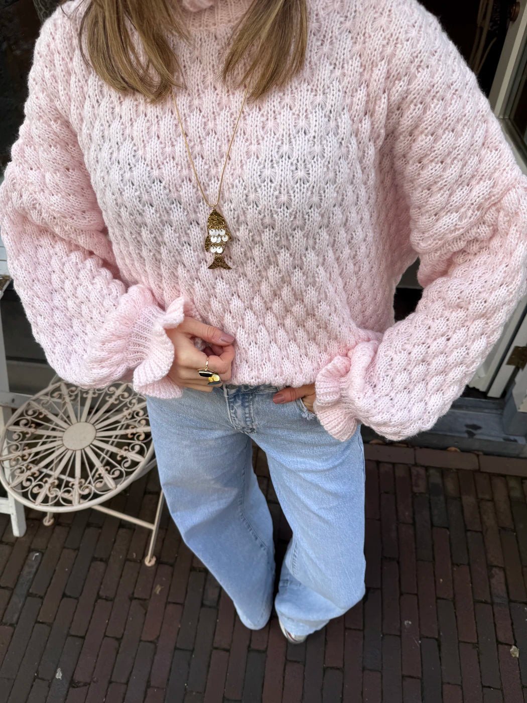 Fenne trui lichtroze ruches - Project 35