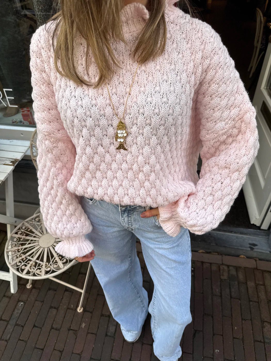 Fenne trui lichtroze ruches - Project 35