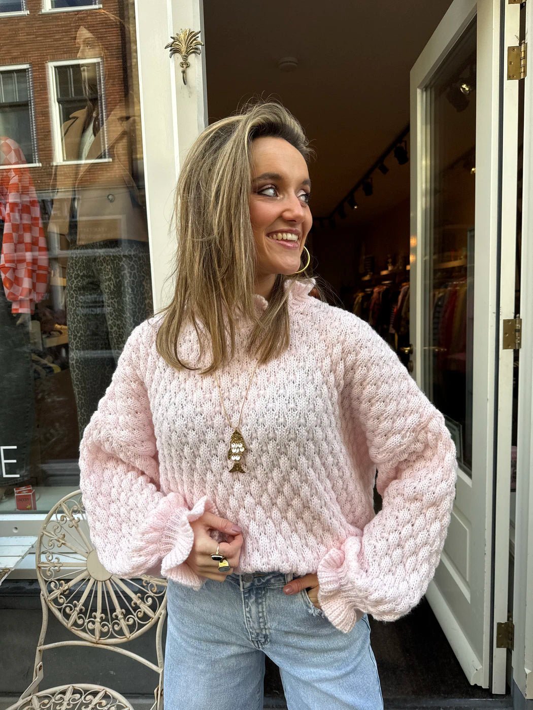 Fenne trui lichtroze ruches - Project 35