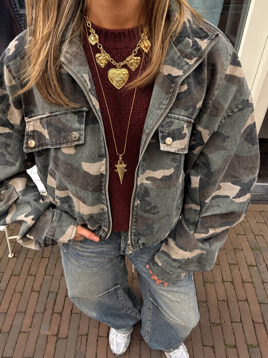 Fie camouflage jacket groen oversized - Project 35
