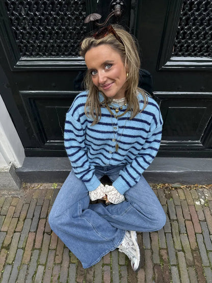 Gigi cardigan blue/navy striped - Project 35