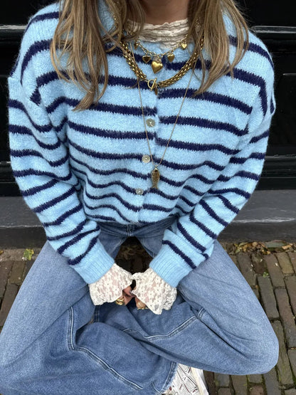 Gigi cardigan blue/navy striped - Project 35