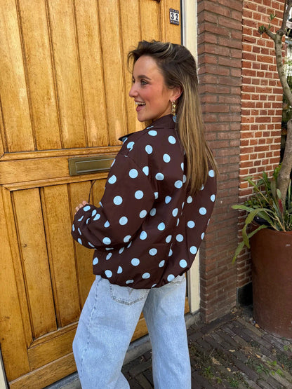 Guus polkadot jasje bruin/blauw - Project 35