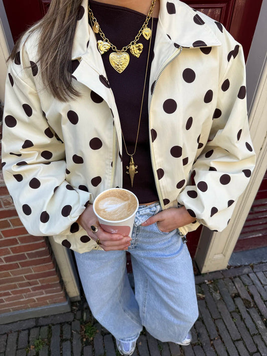 Guus polkadot jasje geel/bruin - Project 35