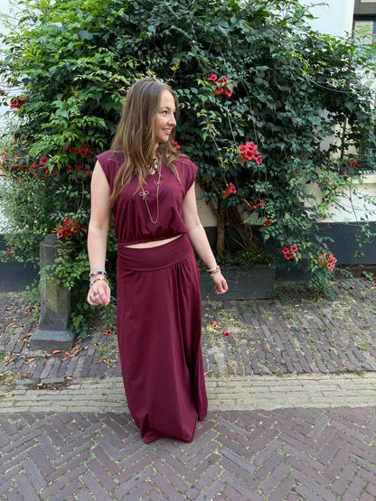 Harper set maxi rok en top katoen bordeaux - Project 35