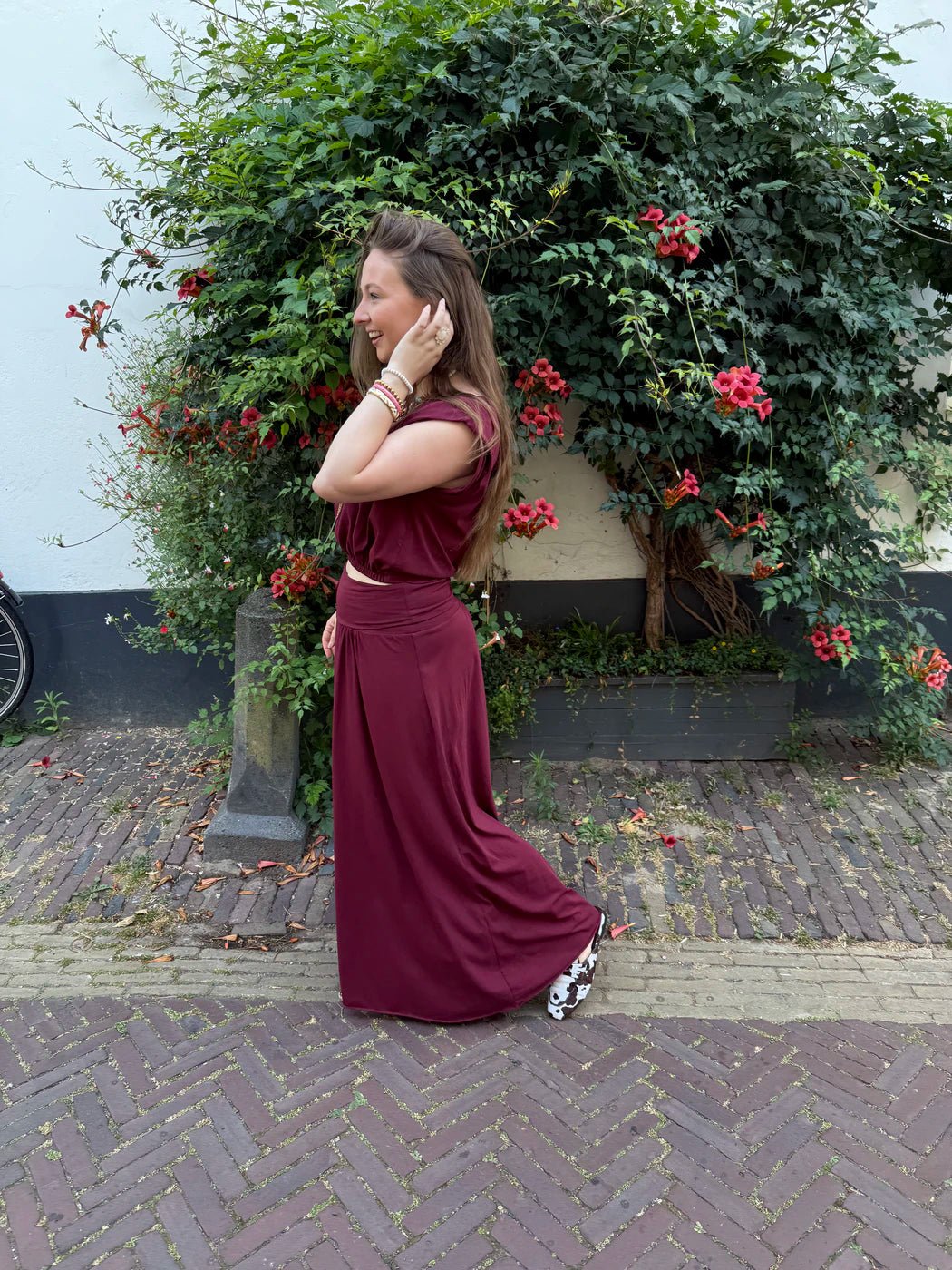 Harper set maxi rok en top katoen bordeaux - Project 35