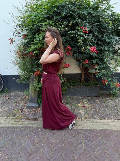 Harper set maxi rok en top katoen bordeaux - Project 35