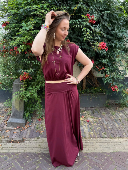 Harper set maxi rok en top katoen bordeaux - Project 35