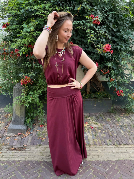 Harper set maxi rok en top katoen bordeaux - Project 35