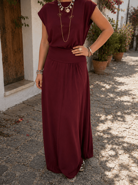 Harper set maxi rok en top katoen bordeaux - Project 35