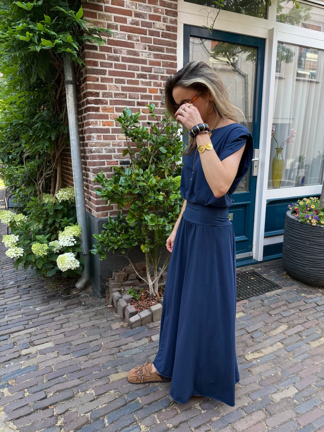 Harper set maxi rok en top katoen navy blauw - Project 35