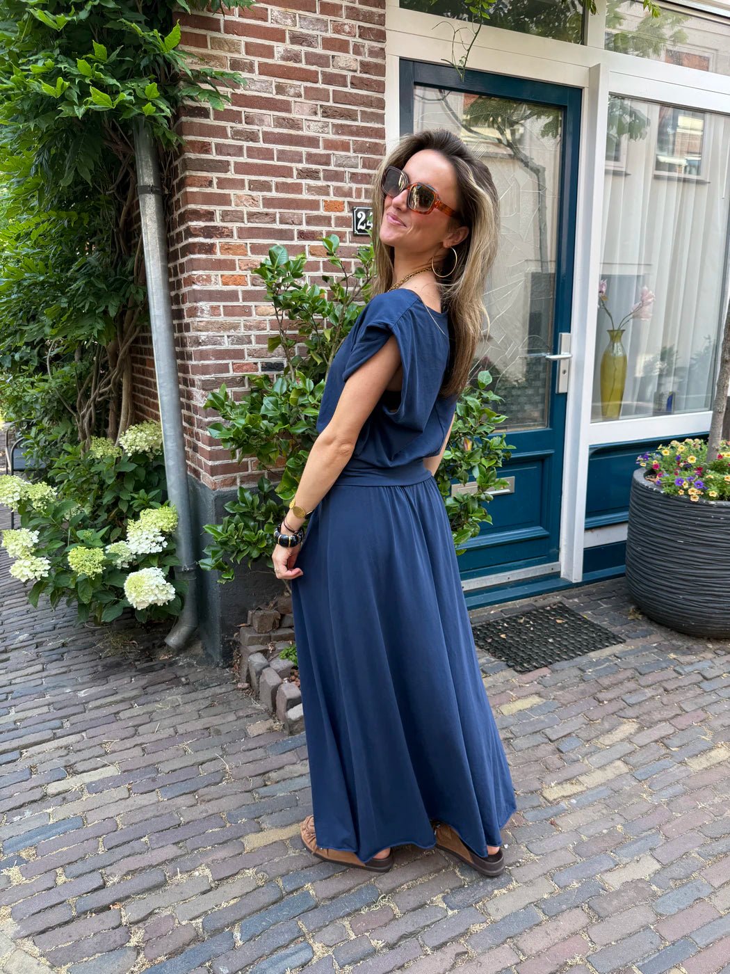 Harper set maxi rok en top katoen navy blauw - Project 35