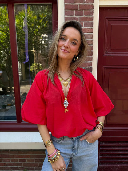 Hunter blouse v-hals rood - Project 35