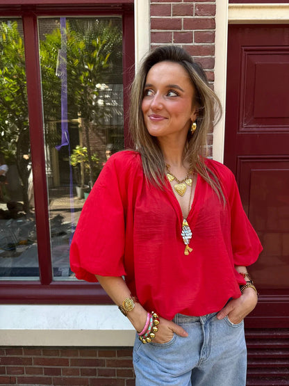Hunter blouse v-hals rood - Project 35