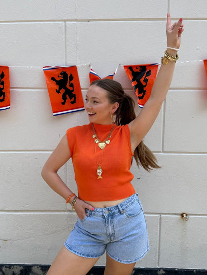 Indy aangesloten top mouwloos oranje - Project 35
