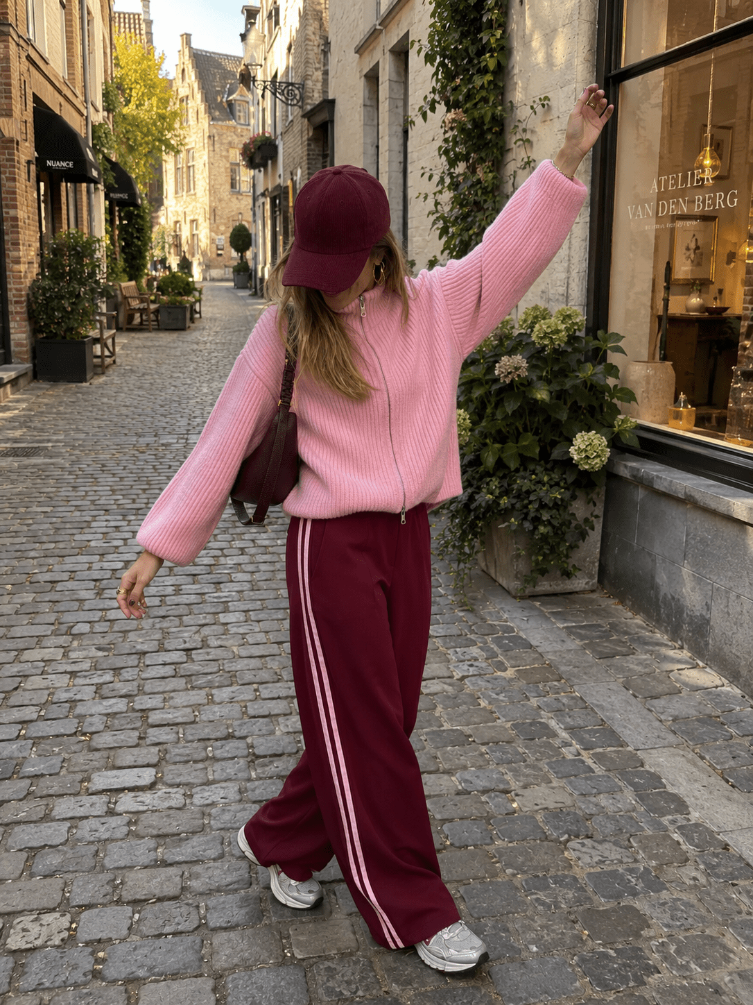 Iza comfy broek bordeaux/roze - Project 35