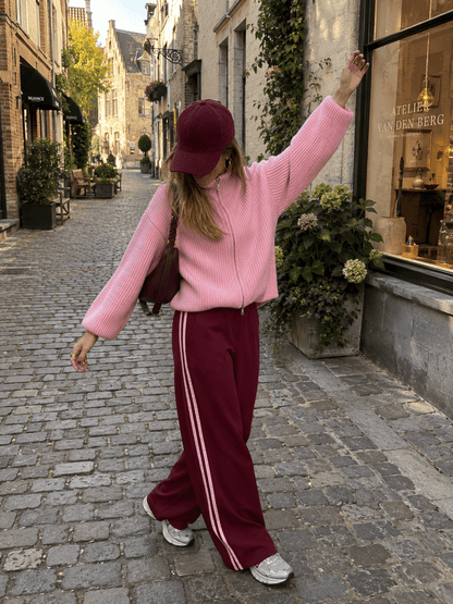 Iza comfy broek bordeaux/roze - Project 35