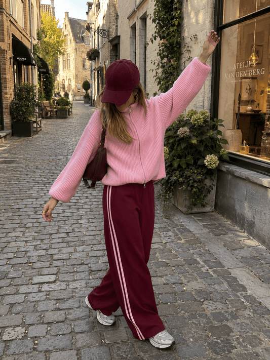 Iza comfy broek bordeaux/roze - Project 35