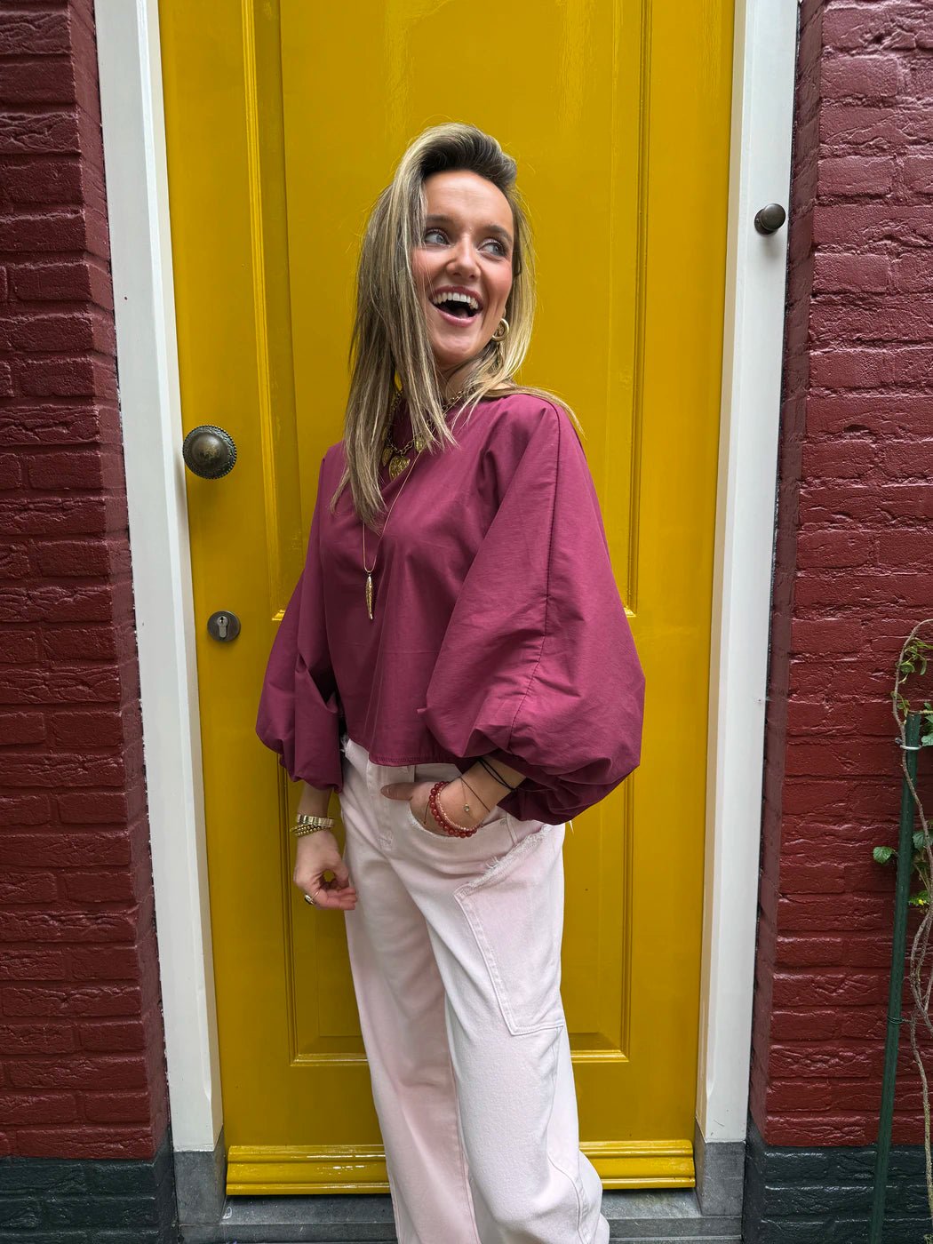 Izzy blouse pofmouw bordeaux - Project 35