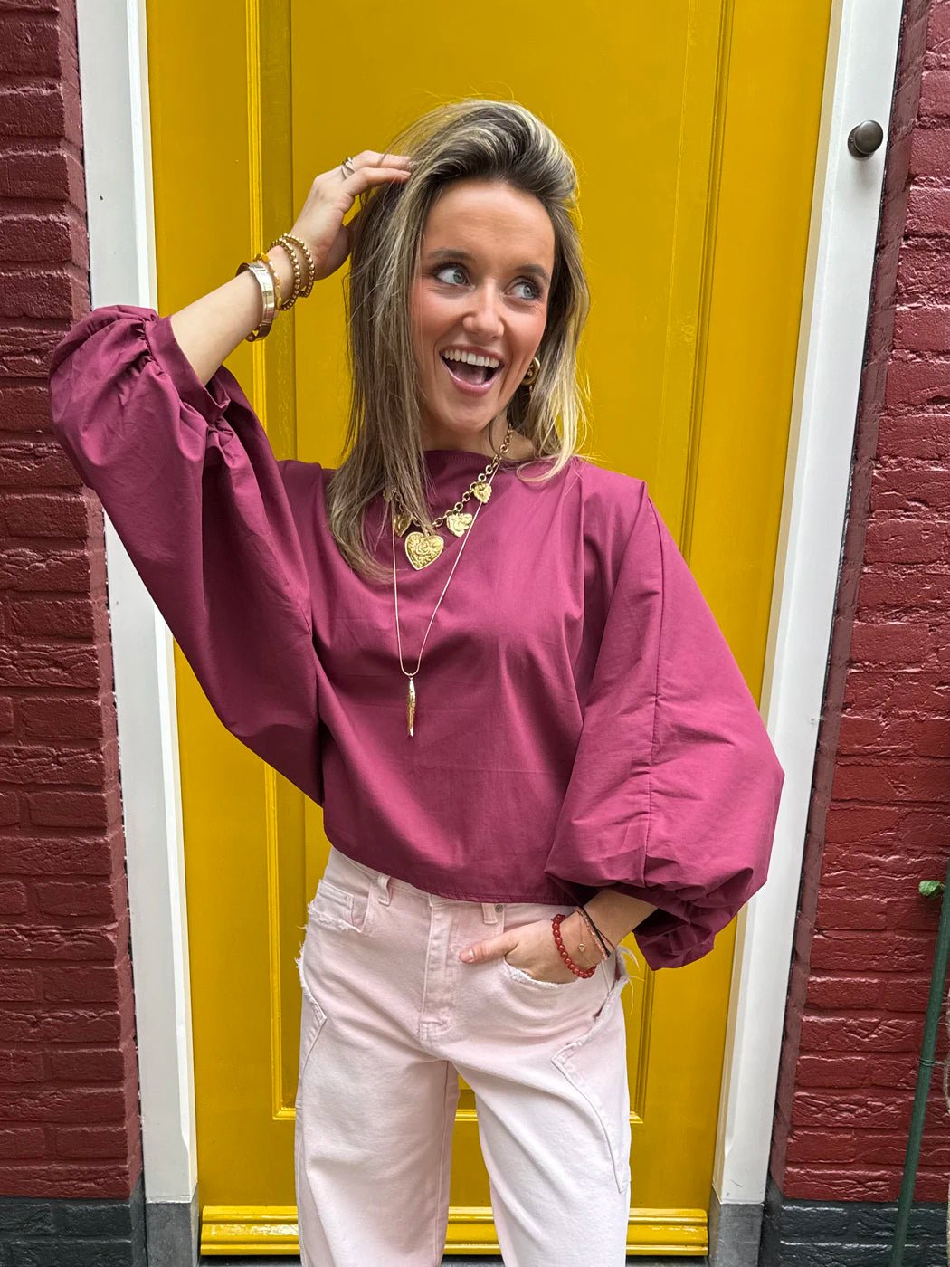Izzy blouse pofmouw bordeaux - Project 35