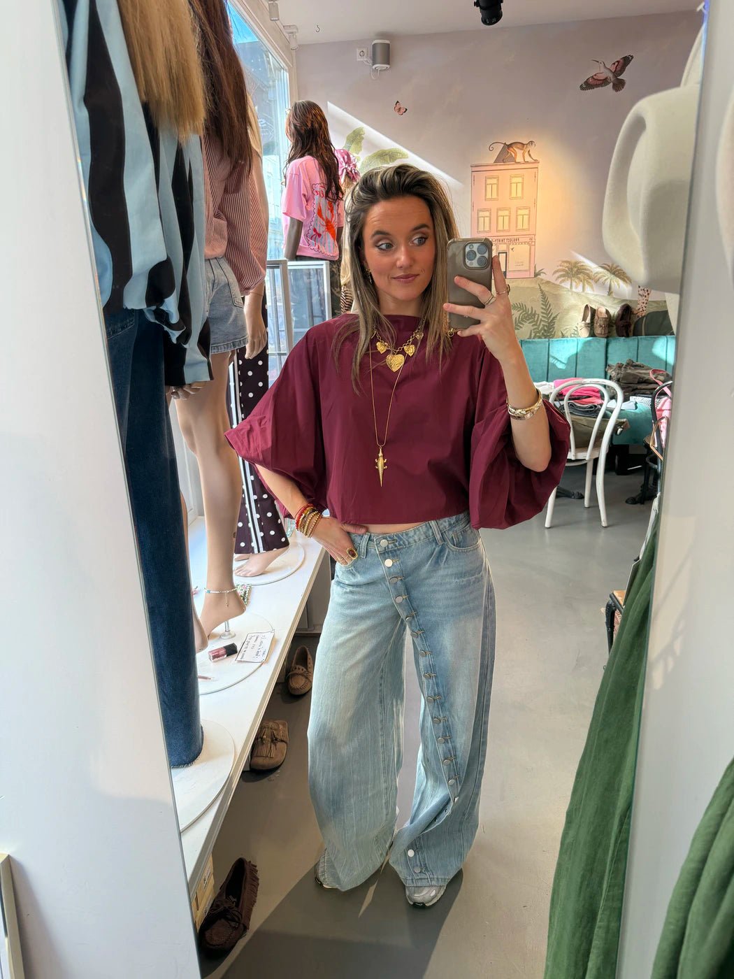 Izzy blouse pofmouw bordeaux - Project 35