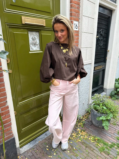 Izzy blouse pofmouw bruin - Project 35