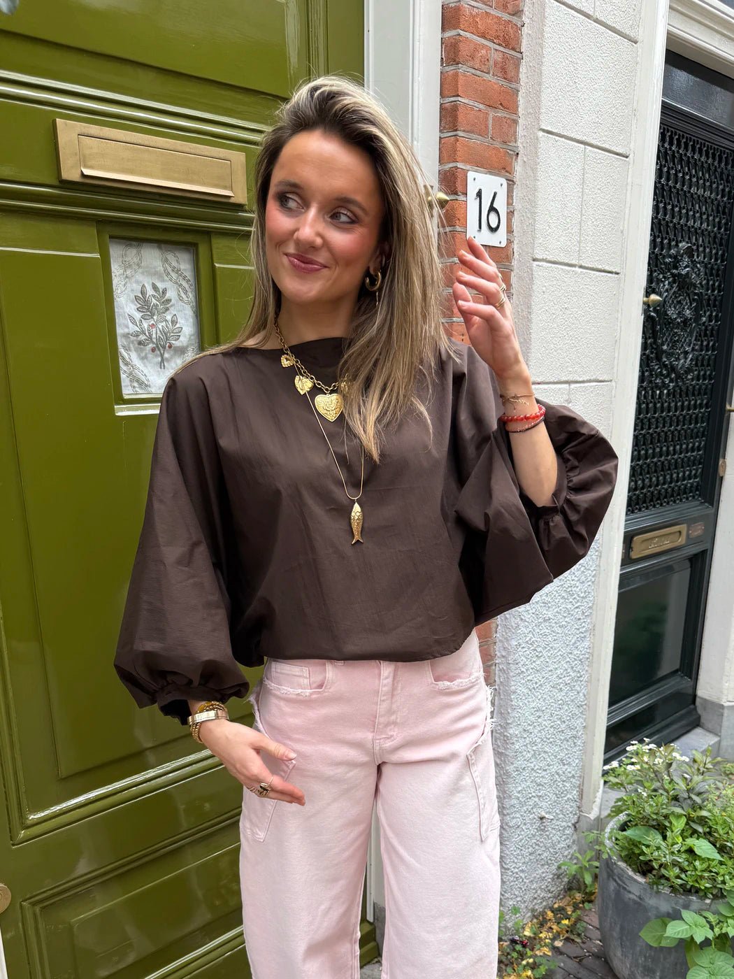 Izzy blouse pofmouw bruin - Project 35