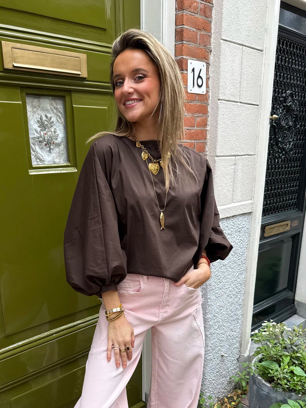 Izzy blouse pofmouw bruin - Project 35