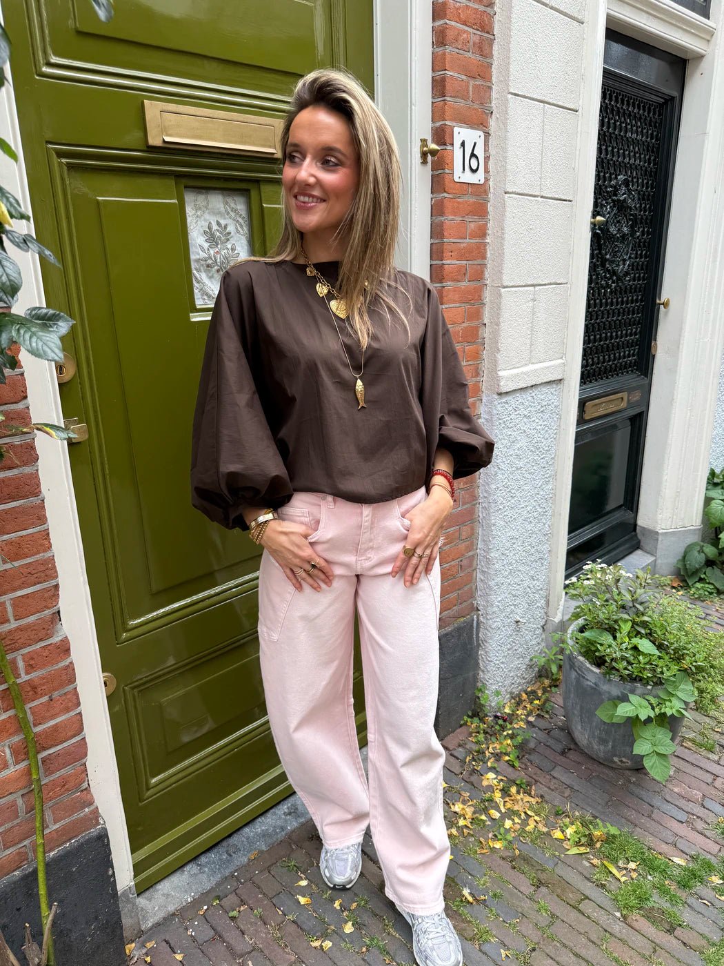 Izzy blouse pofmouw bruin - Project 35