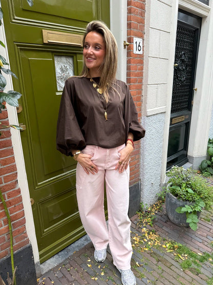 Izzy blouse pofmouw bruin - Project 35
