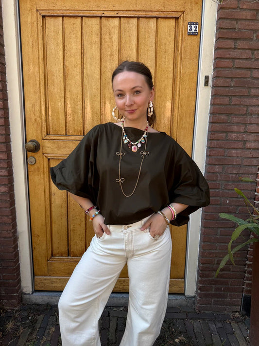 Izzy blouse pofmouw donkergroen - Project 35