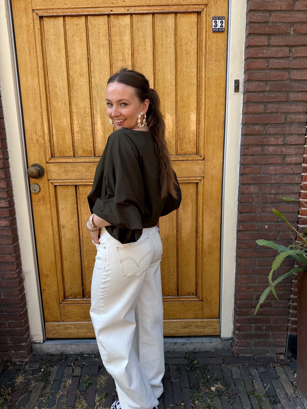 Izzy blouse pofmouw donkergroen - Project 35
