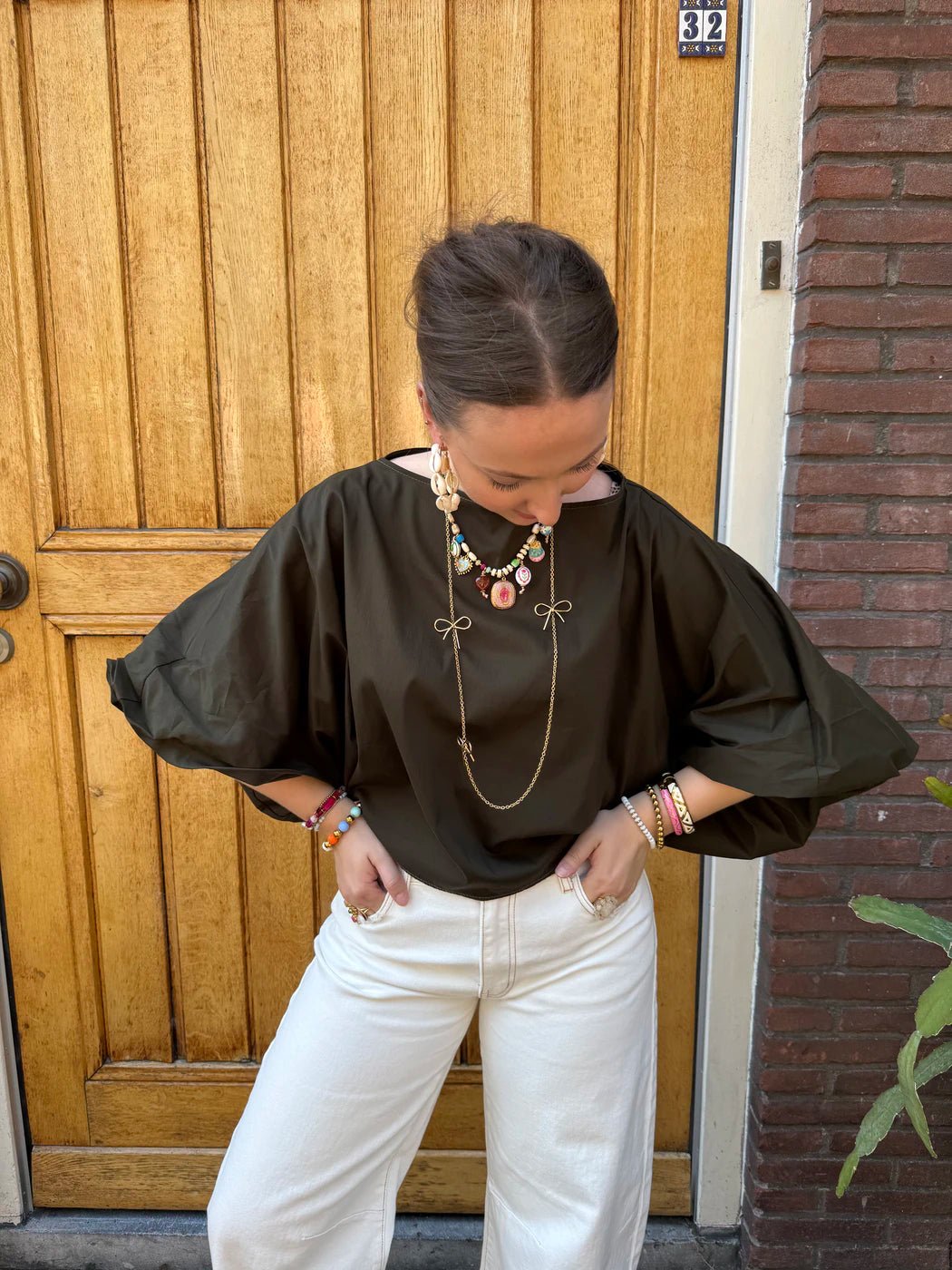 Izzy blouse pofmouw donkergroen - Project 35