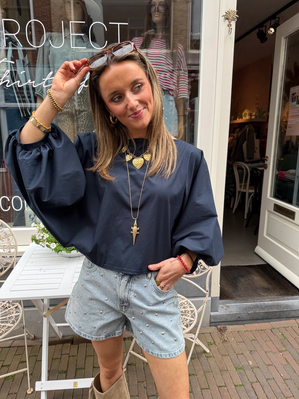 Izzy blouse pofmouw navy - Project 35