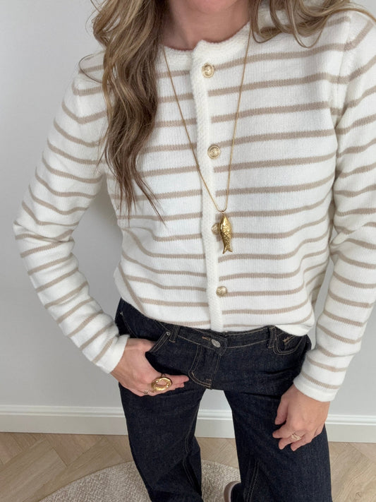 Jade cardigan striped beige/white - Project 35