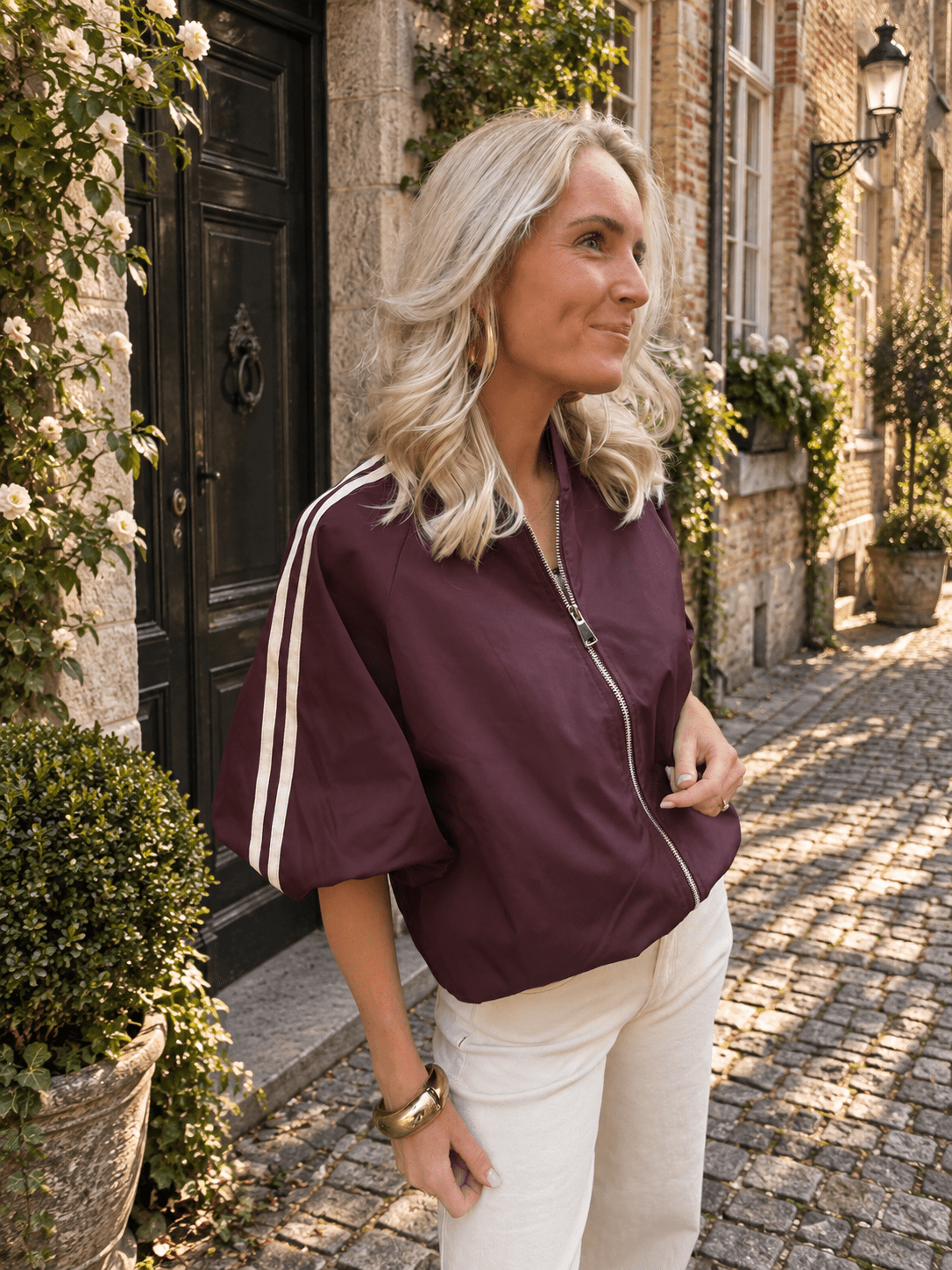 Jaimy jasje streep bordeaux/wit - Project 35