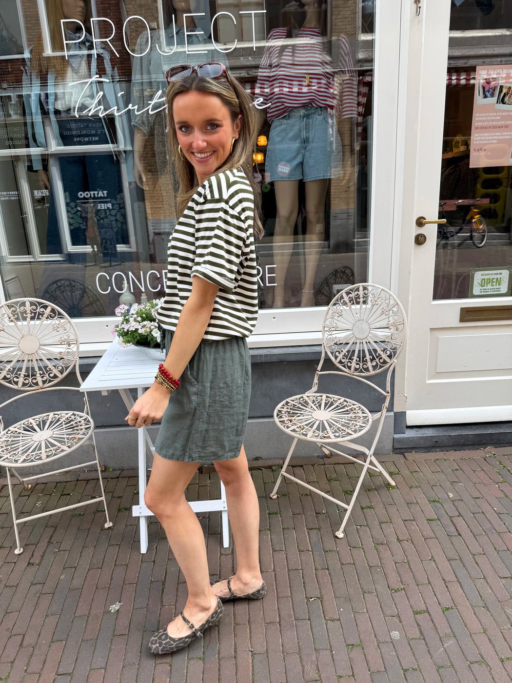 Jaydi shorts linnen green - Project 35