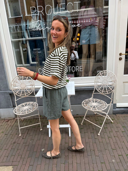 Jaydi shorts linnen green - Project 35