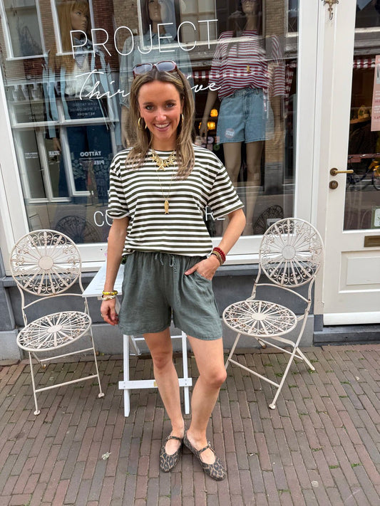 Jaydi shorts linnen green - Project 35