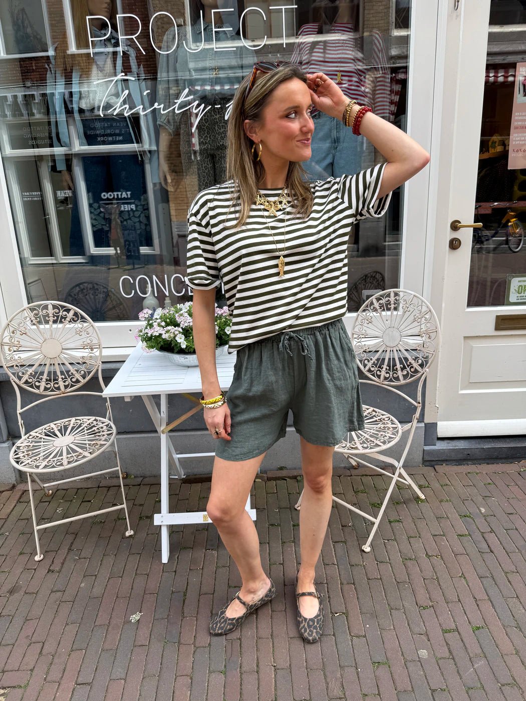 Jaydi shorts linnen green - Project 35