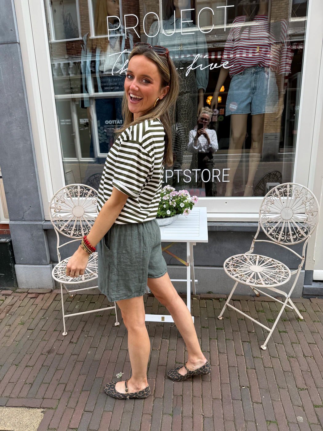 Jaydi shorts linnen green - Project 35